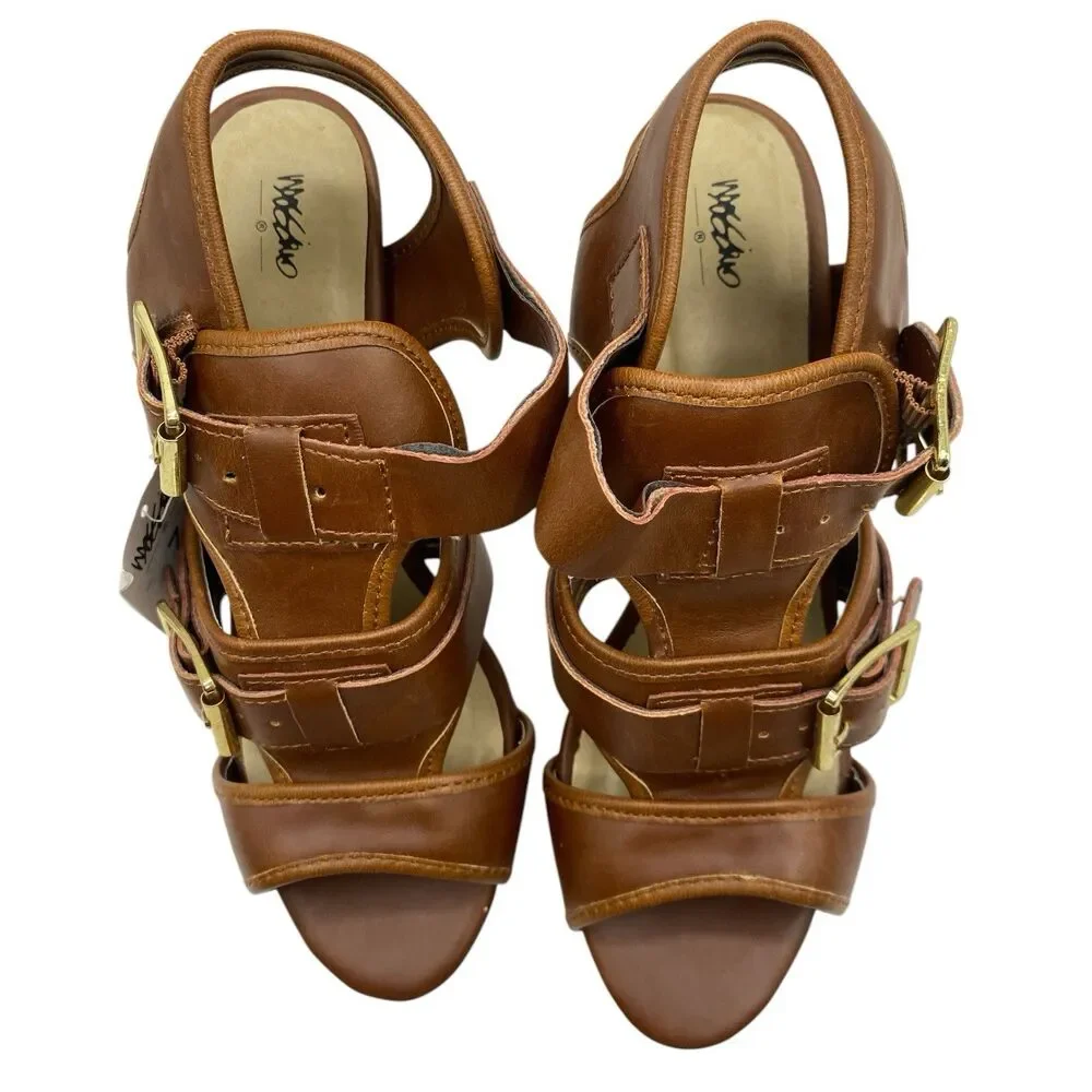 Mossimo Women’s Brown Golden Buckeled Upper Sandal w/ Heel Pavan Size 7
